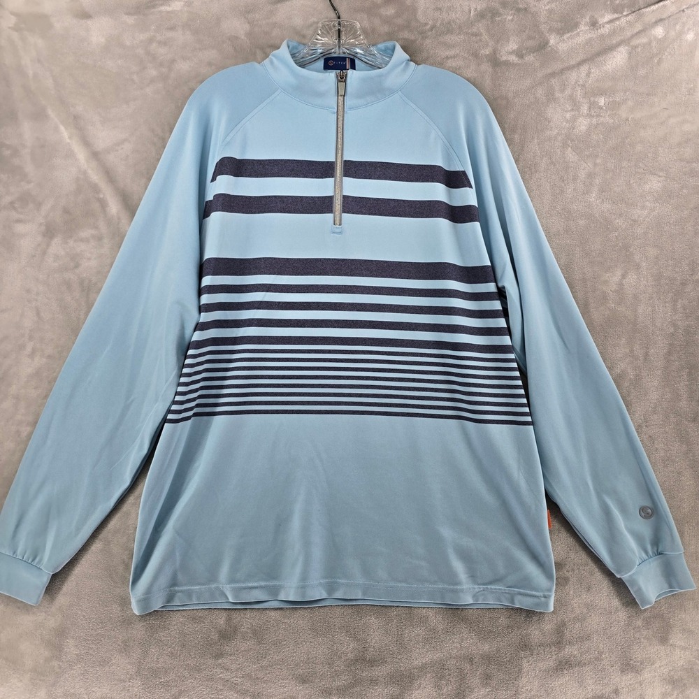 Stitch Golf Pullover Mens XL Blue Striped Quarter Zip‎ Performance Long Sleeve